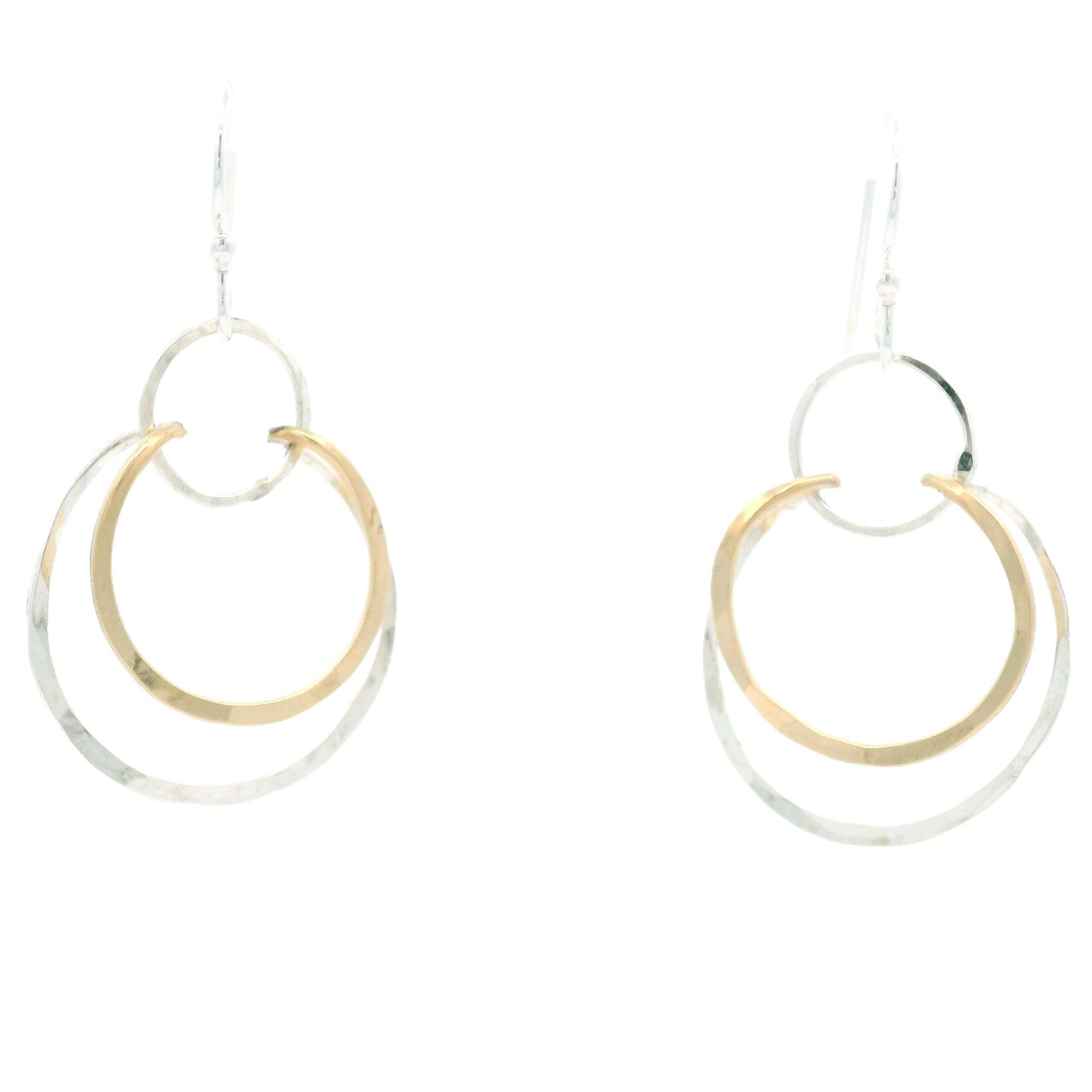 Sterling Silver/Goldfill 3 Circle Dangle Drop Earrings