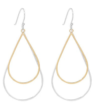 Sterling Silver and Goldfilled Double Teardrop Dangle Earrings