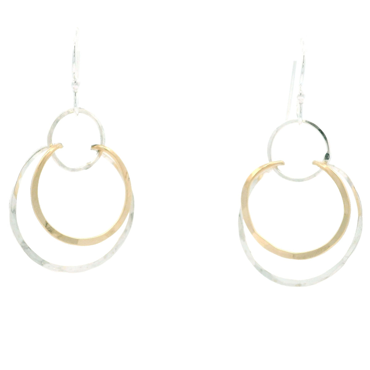 Sterling Silver/Goldfill 3 Circle Dangle Drop Earrings