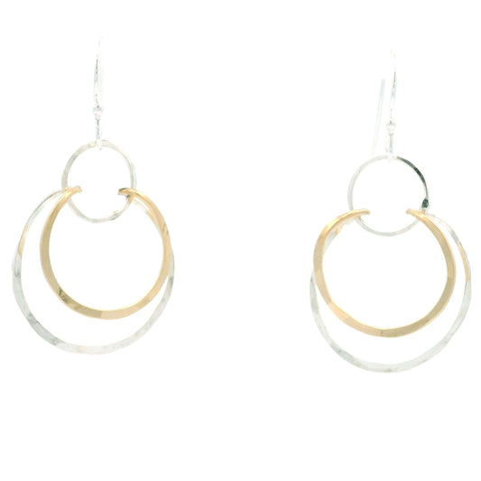 Sterling Silver/Goldfill 3 Circle Dangle Drop Earrings