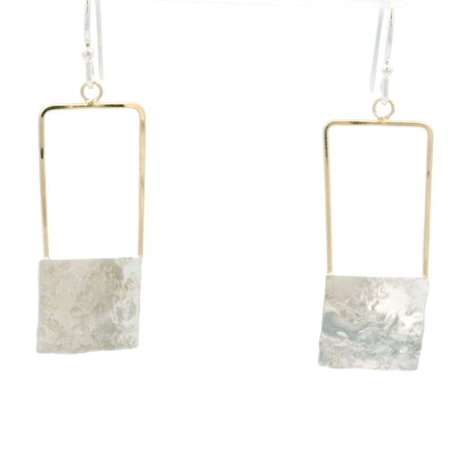 Sterling Silver/Goldfilled Suspended Square Dangle Earrings