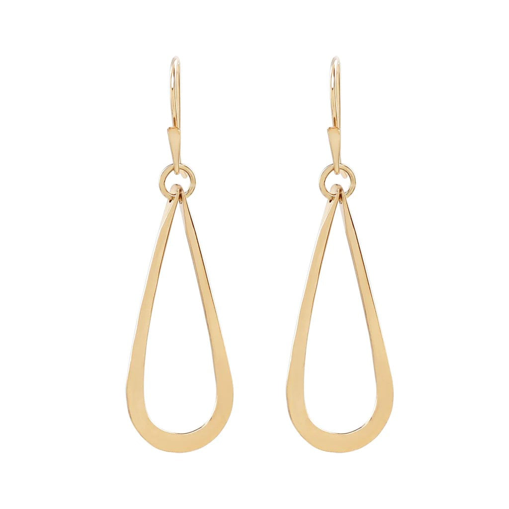 Sterling Silver Hammered Medium Pear Dangle Earrings *Shown in Yellow Gold Filled