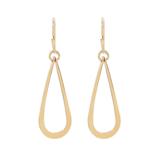 Sterling Silver Hammered Medium Pear Dangle Earrings *Shown in Yellow Gold Filled