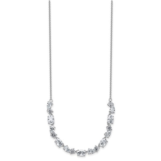 Sterling Silver Rhodium-plated Fancy Cut Cubic Zirconia Necklace, 18''